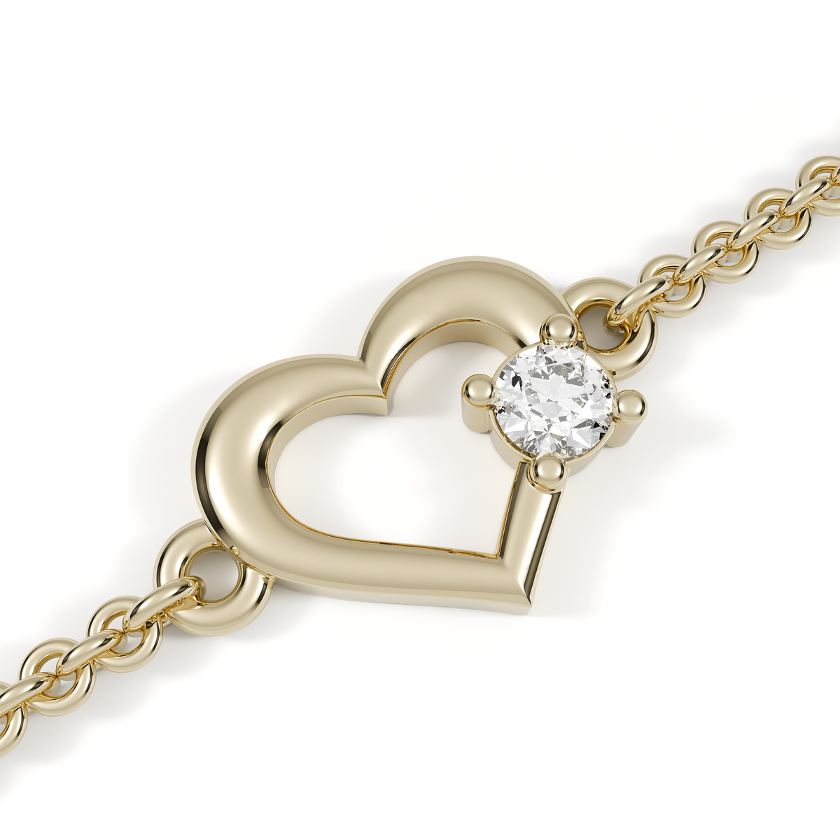 Three Heart Chain Bracelet 18kt Gold With Diamond & Blue Sapphire Beads