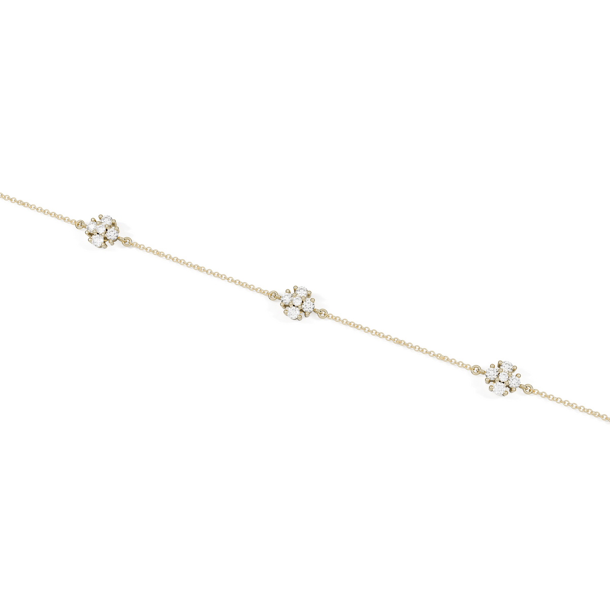 Sophisticated Diamond Chain Bracelet 18Kt Gold With Diamond & Blue Sapphire Beads