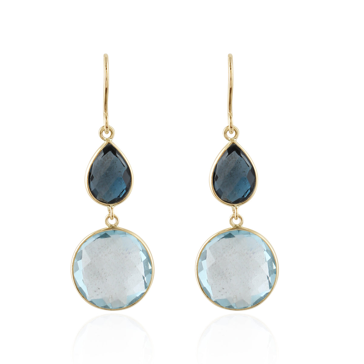 Golden Blue Topaz Cascade Earrings