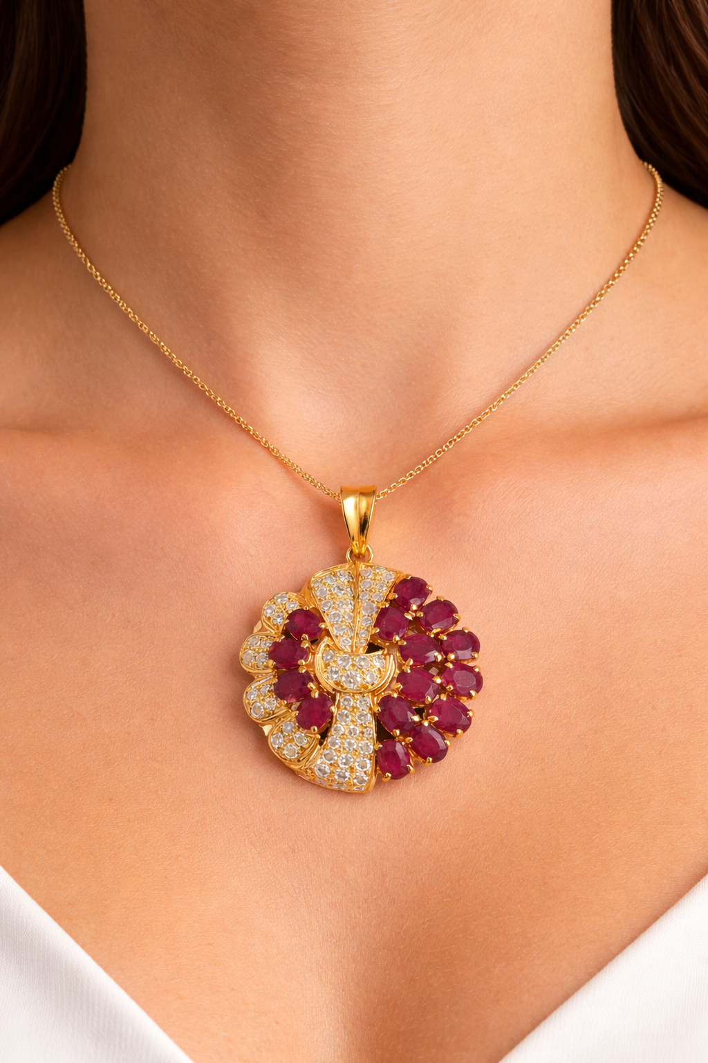 Radiant Diamond & Gem Stone Pendant