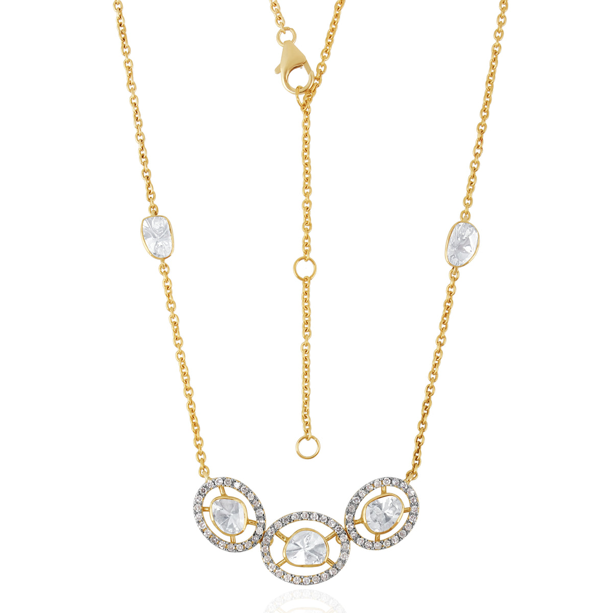 Polki And Diamond Gold Necklace