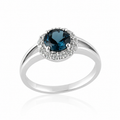 Soleil Blue Topaz & Diamond Ring in Platinum