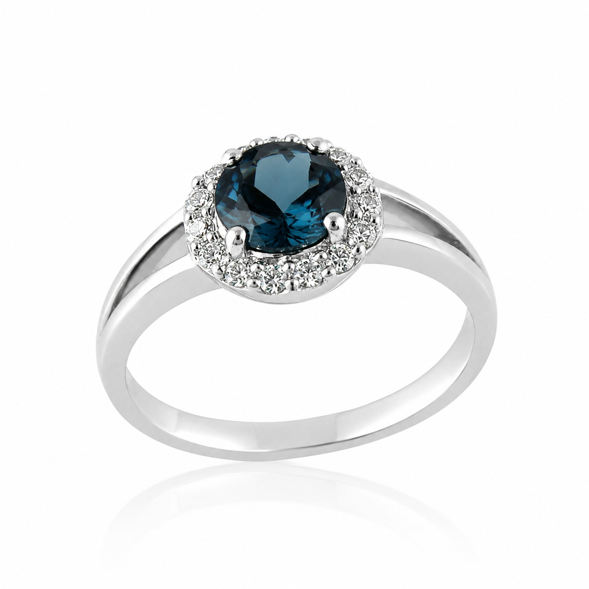 Soleil Blue Topaz & Diamond Ring in Platinum