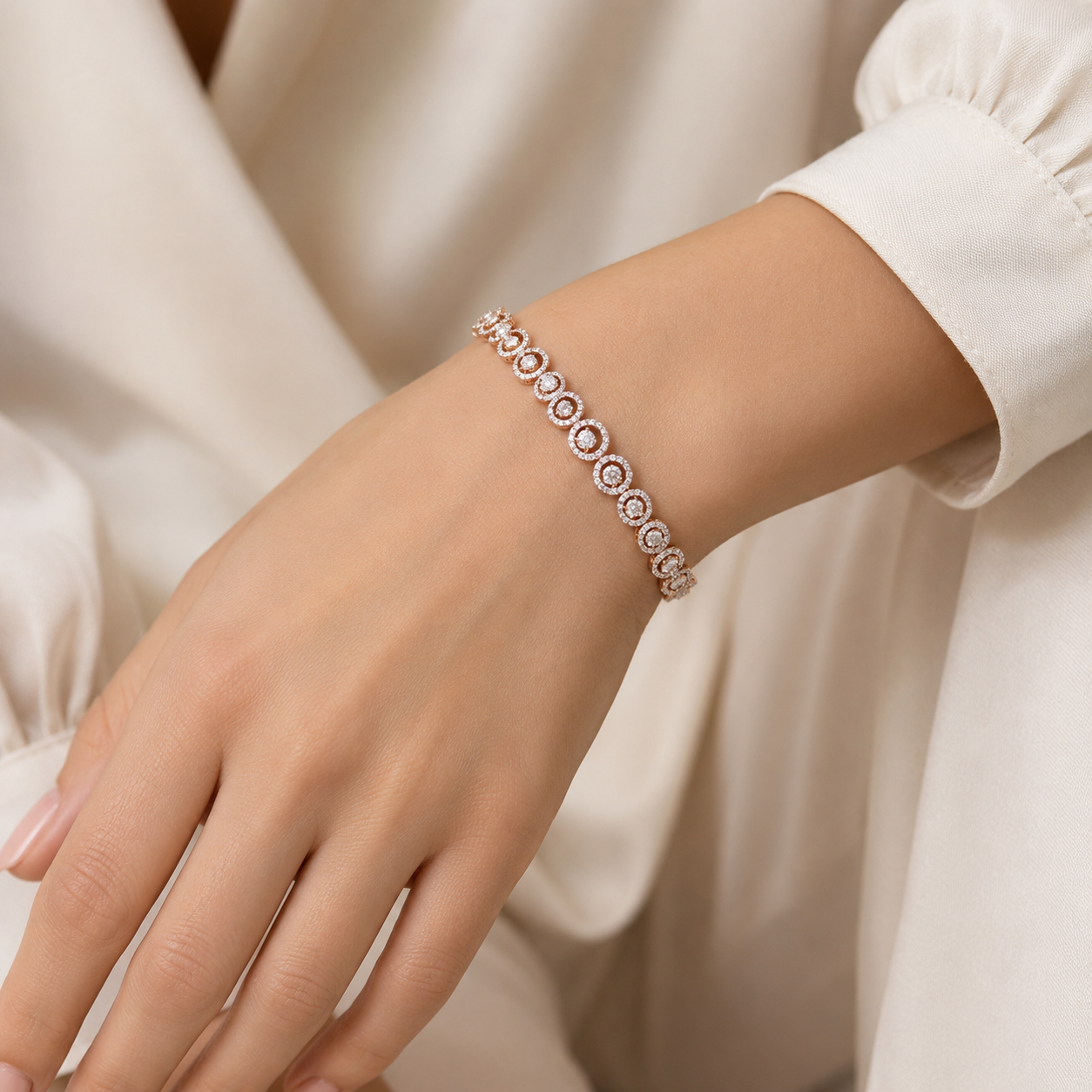 Rose Halo Diamond Bracelet