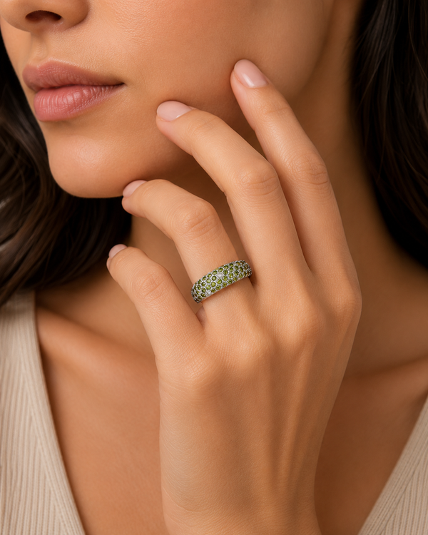 Spotless  Savorite Gem Stone Ring