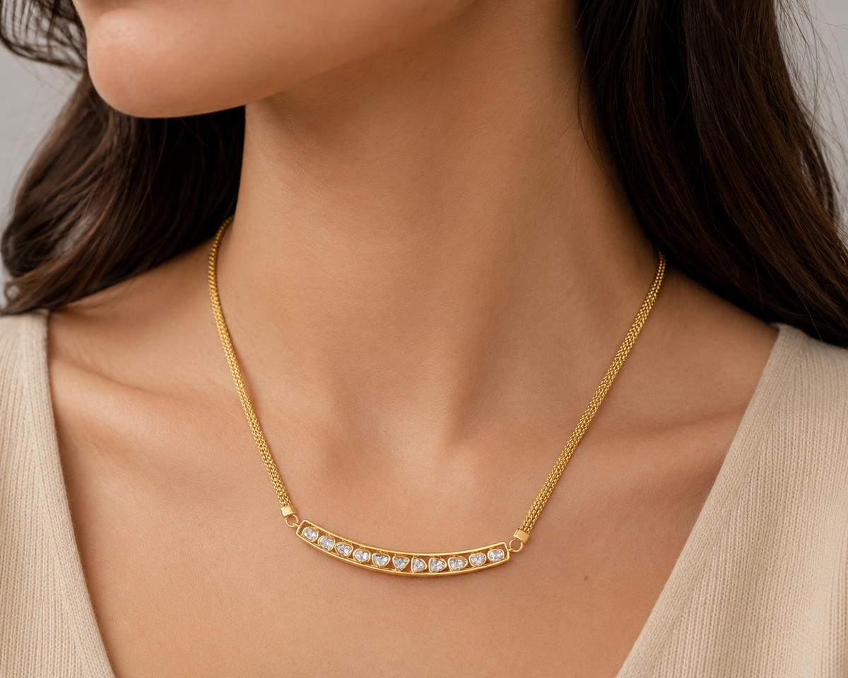 18Kt Yellow Gold Polki Diamond Bar with Smile Necklace Fine Jewellery for Women