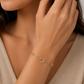 Three Heart Chain Bracelet 18kt Gold With Diamond & Blue Sapphire Beads