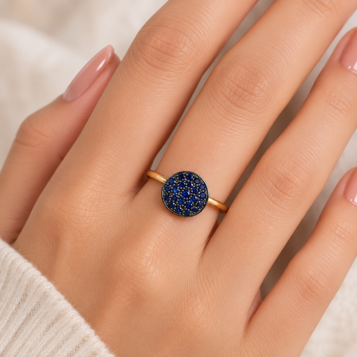 Sapphire Blue Orbit Ring