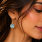 Blue Topaz Swiss Halo Drop Earrings