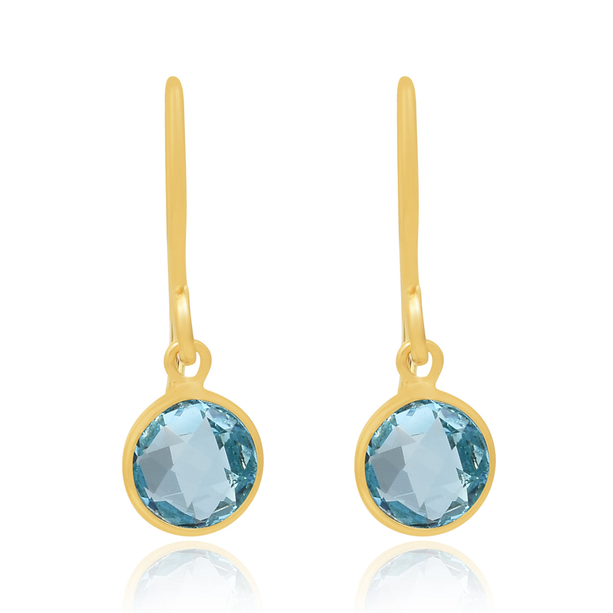Blue Topaz Swiss Halo Drop Earrings