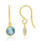 Blue Topaz Swiss Halo Drop Earrings