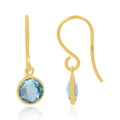 Blue Topaz Swiss Halo Drop Earrings