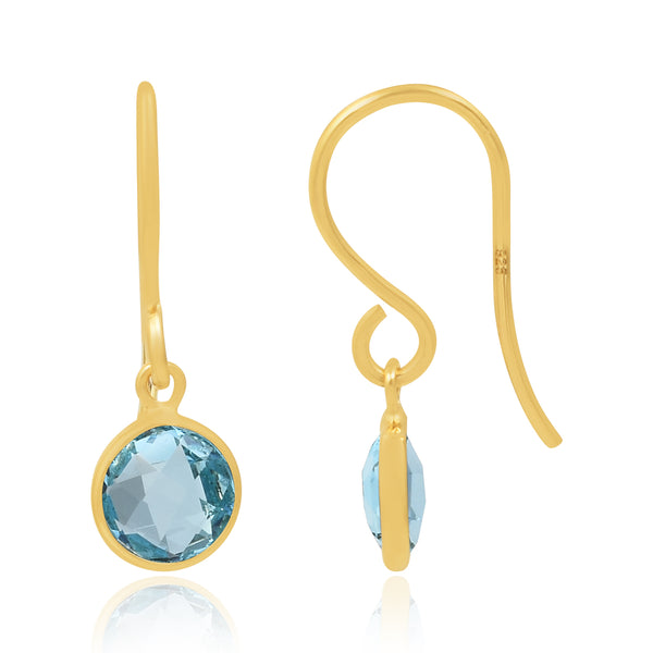 Blue Topaz Swiss Halo Drop Earrings