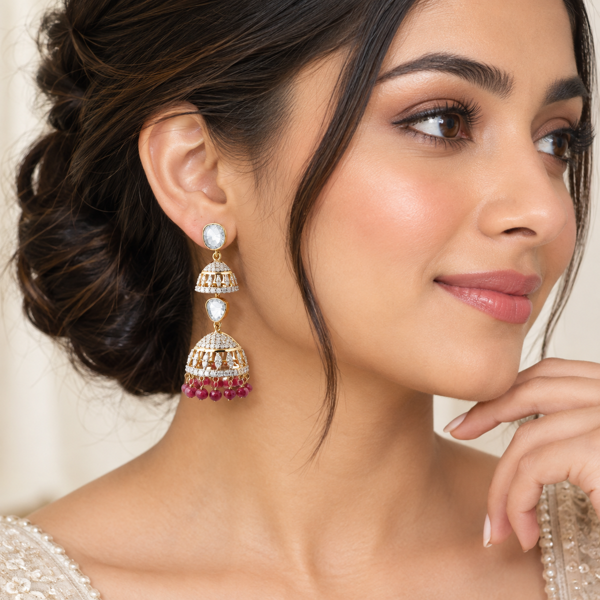 Rajwada Ruby Jhumkas