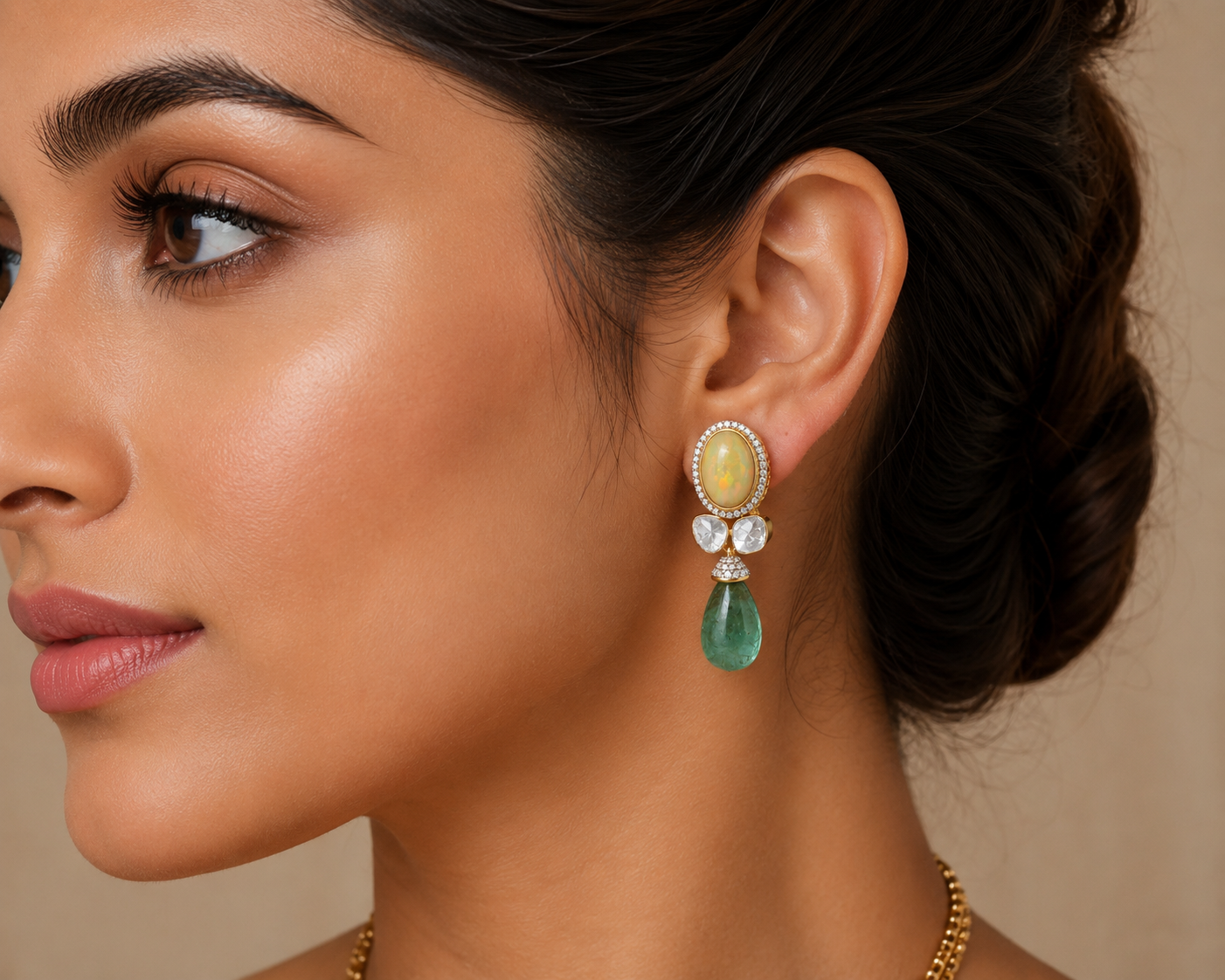 Emerald Mist Drops Earring
