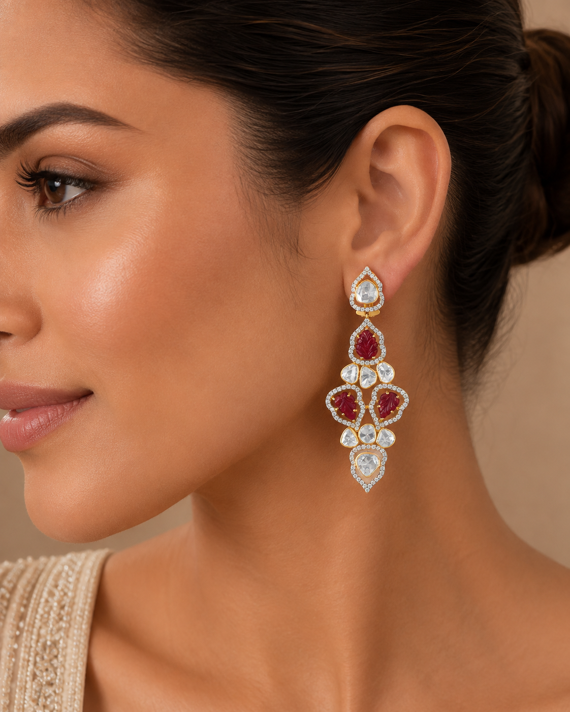 Ruby Rosette Royale Earrings