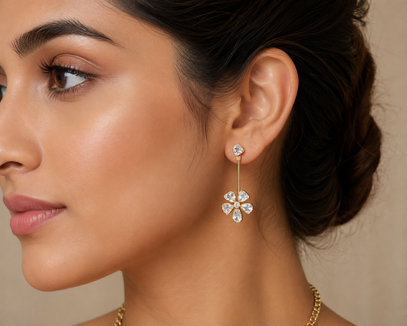Diamond Flower Earring