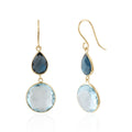 Golden Blue Topaz Cascade Earrings