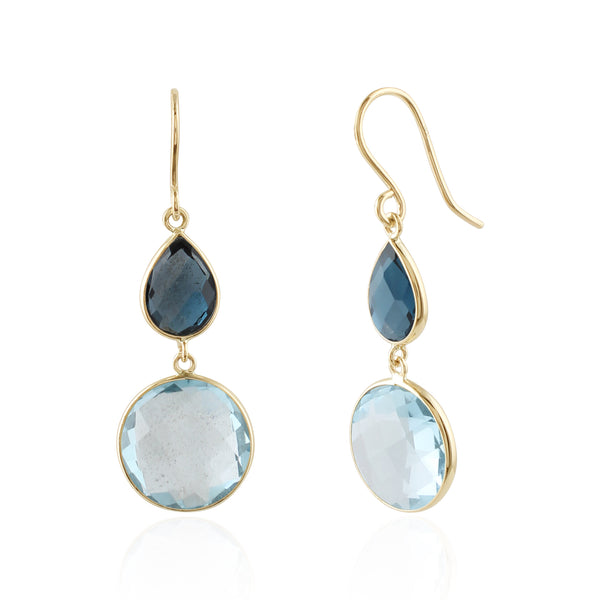 Golden Blue Topaz Cascade Earrings