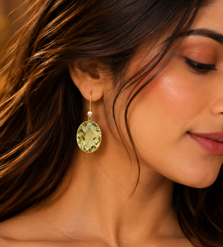 Regal Oval Lemon Quartz Earrings