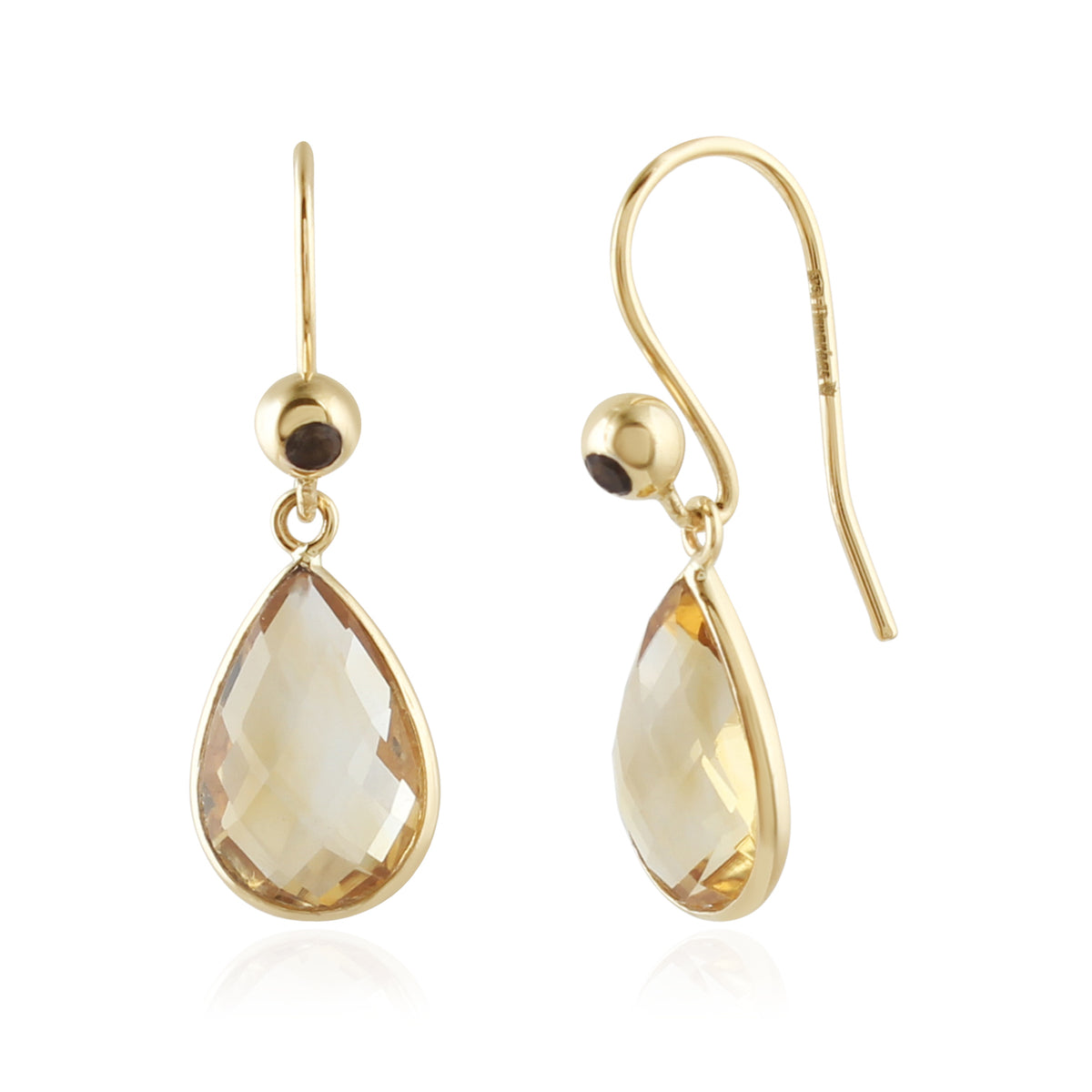Golden Dusk – Citrine & Smoky Quartz Drop Earrings