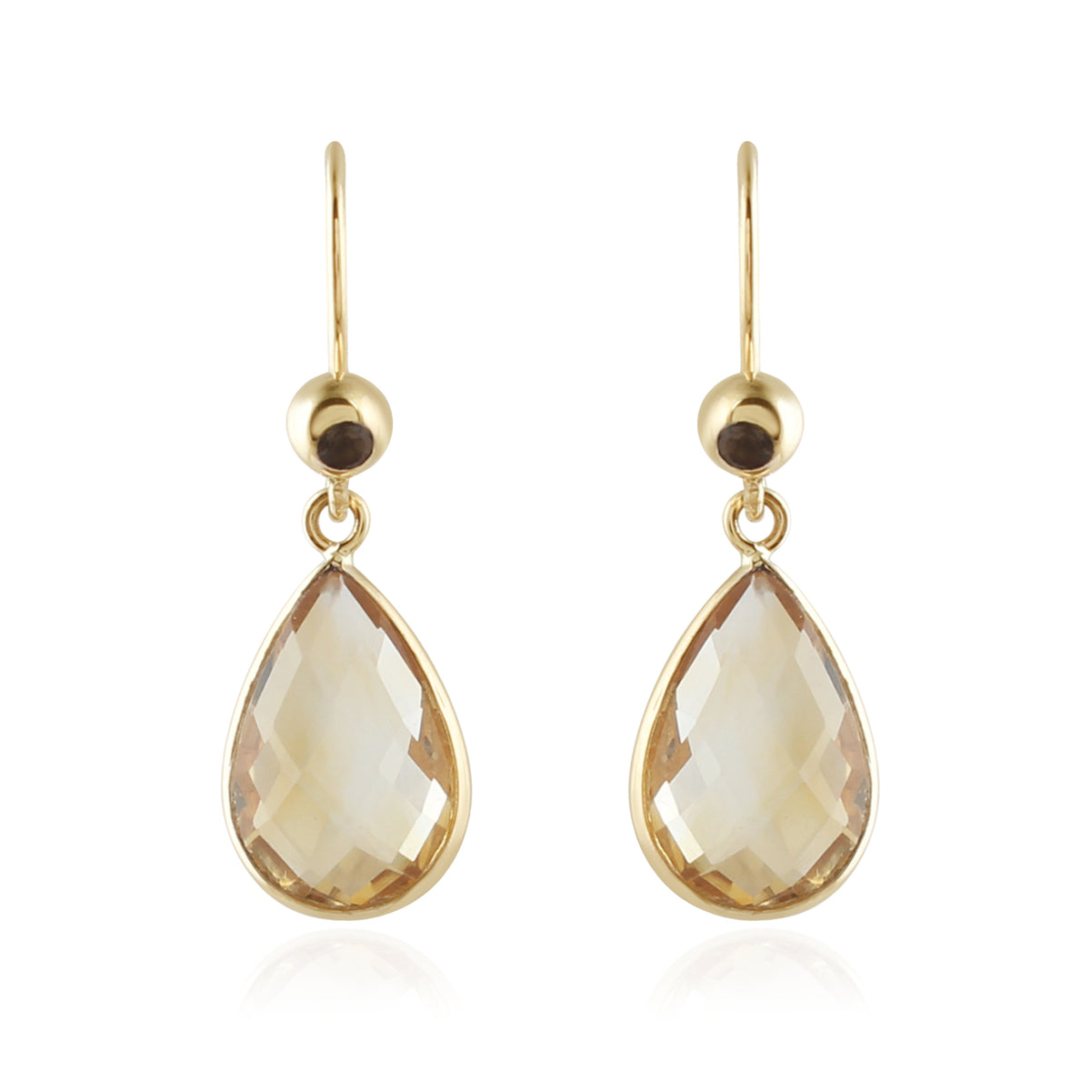 Golden Dusk – Citrine & Smoky Quartz Drop Earrings