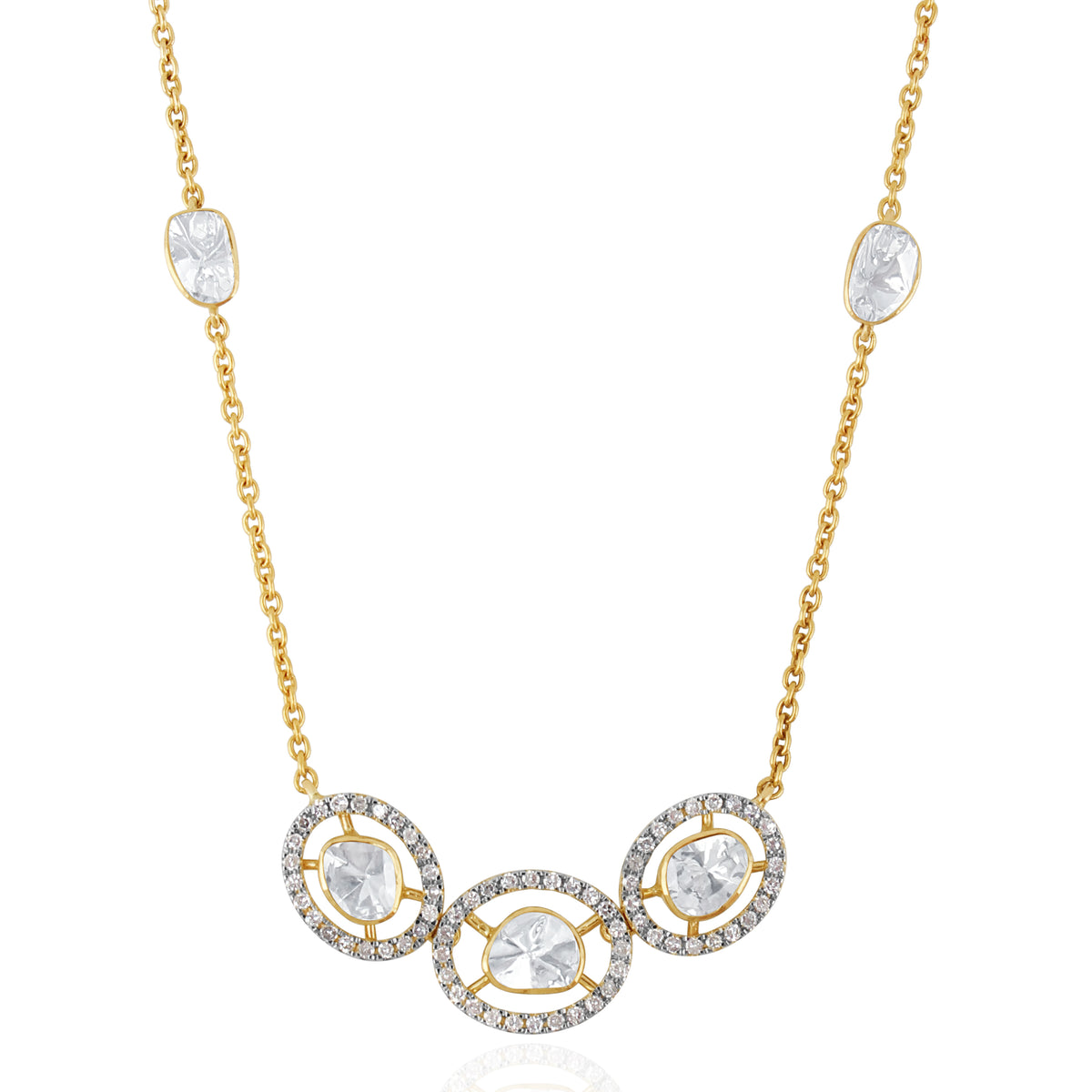 Polki And Diamond Gold Necklace