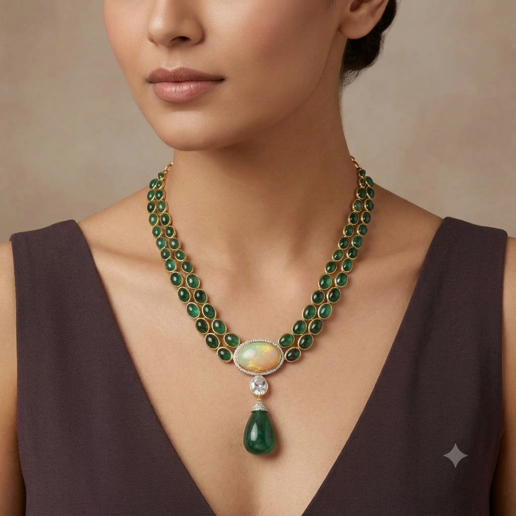 Opal Crown Emerald Tear Drop