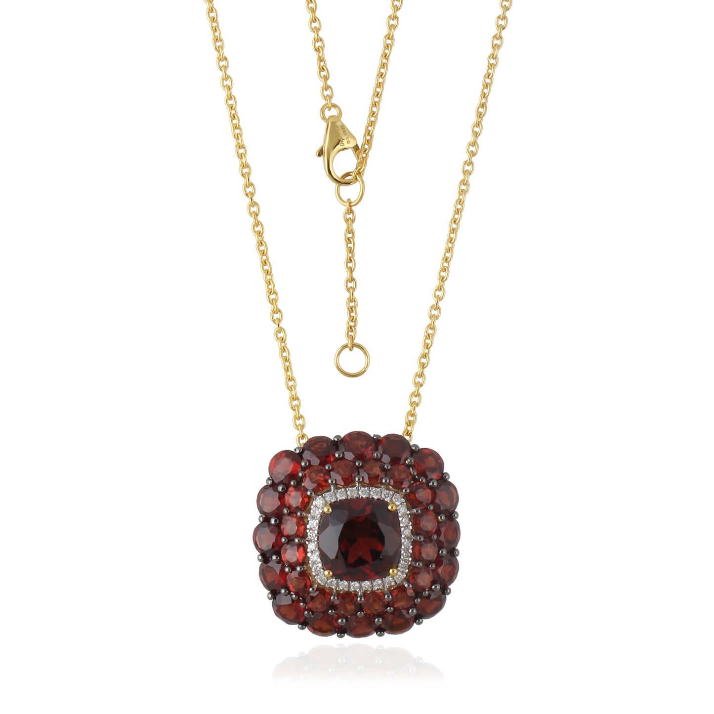 Royal Garnet Halo Necklace