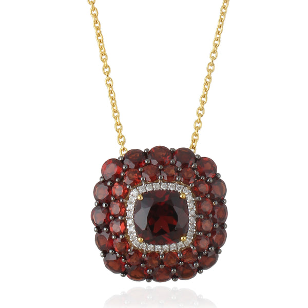 Royal Garnet Halo Necklace