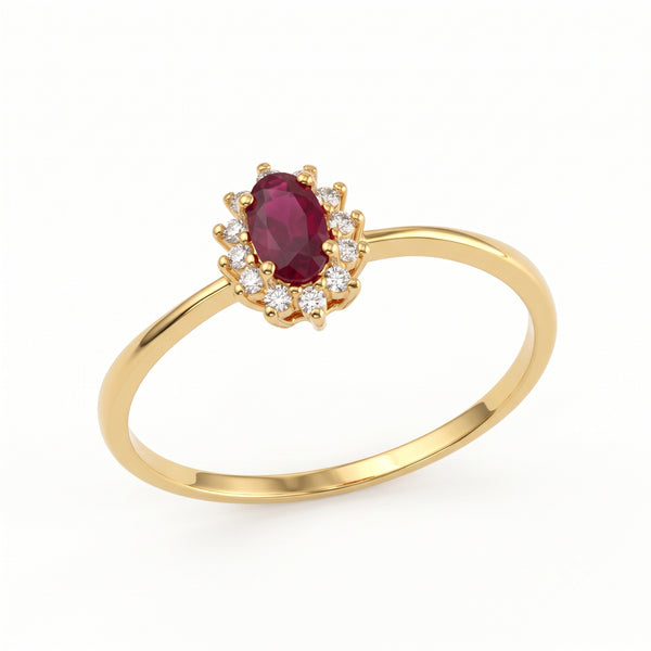 Ruby Royal Sparkling Diamond Halo Ring