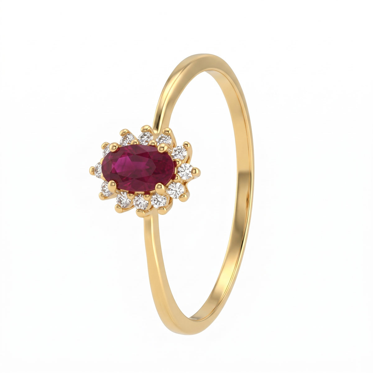 Ruby Royal Sparkling Diamond Halo Ring