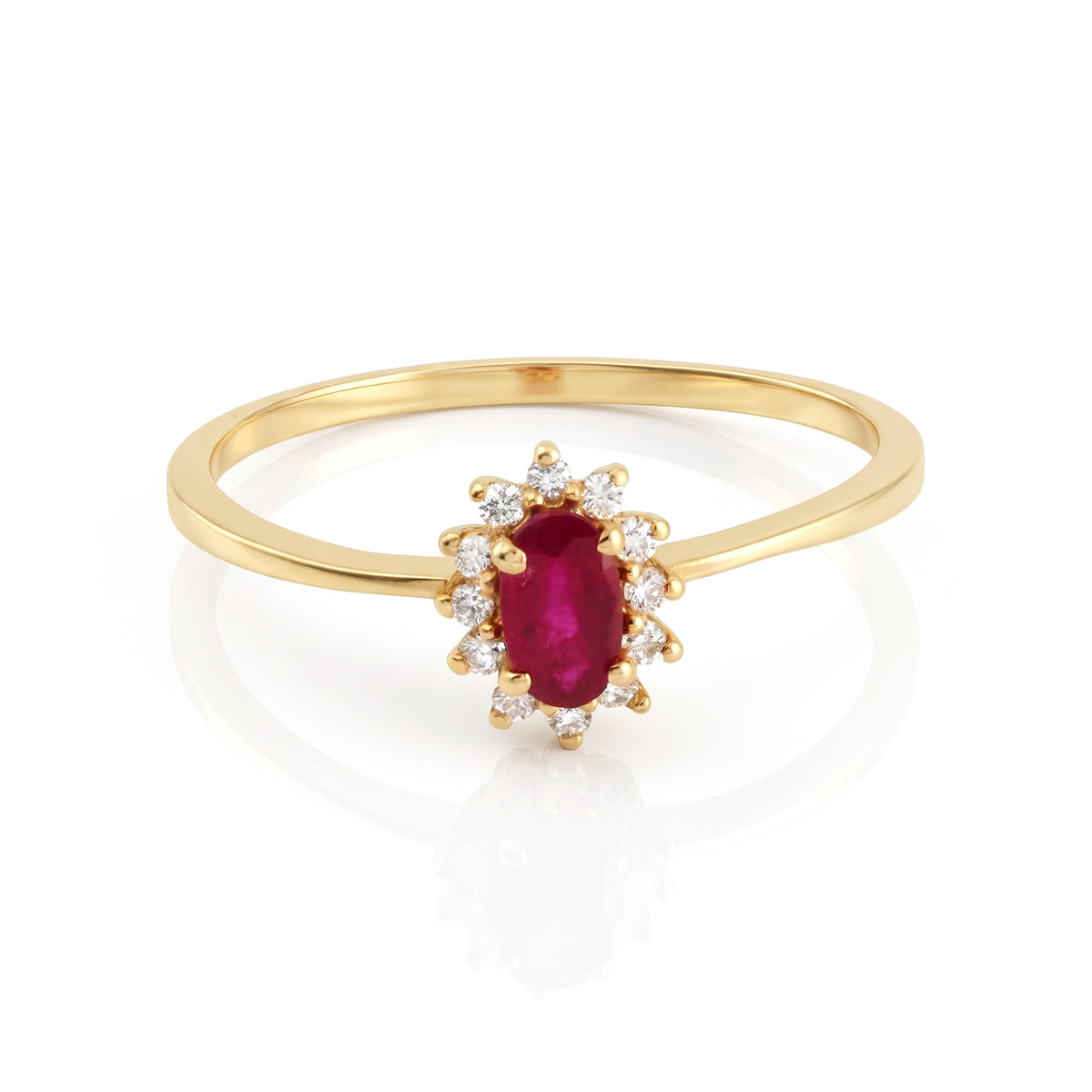 Ruby Royal Sparkling Diamond Halo Ring
