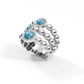 Sterling Silver Blossom Wide Ring with African Amethyst & American Diamond