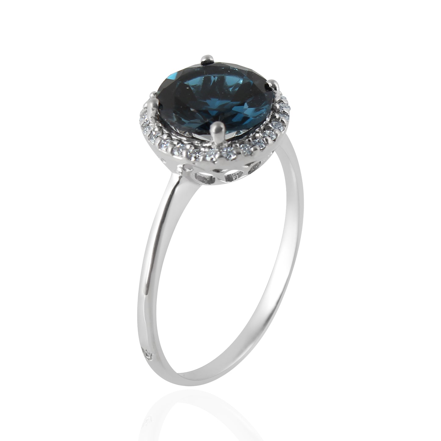 Royal Blue Topaz London Halo Ring