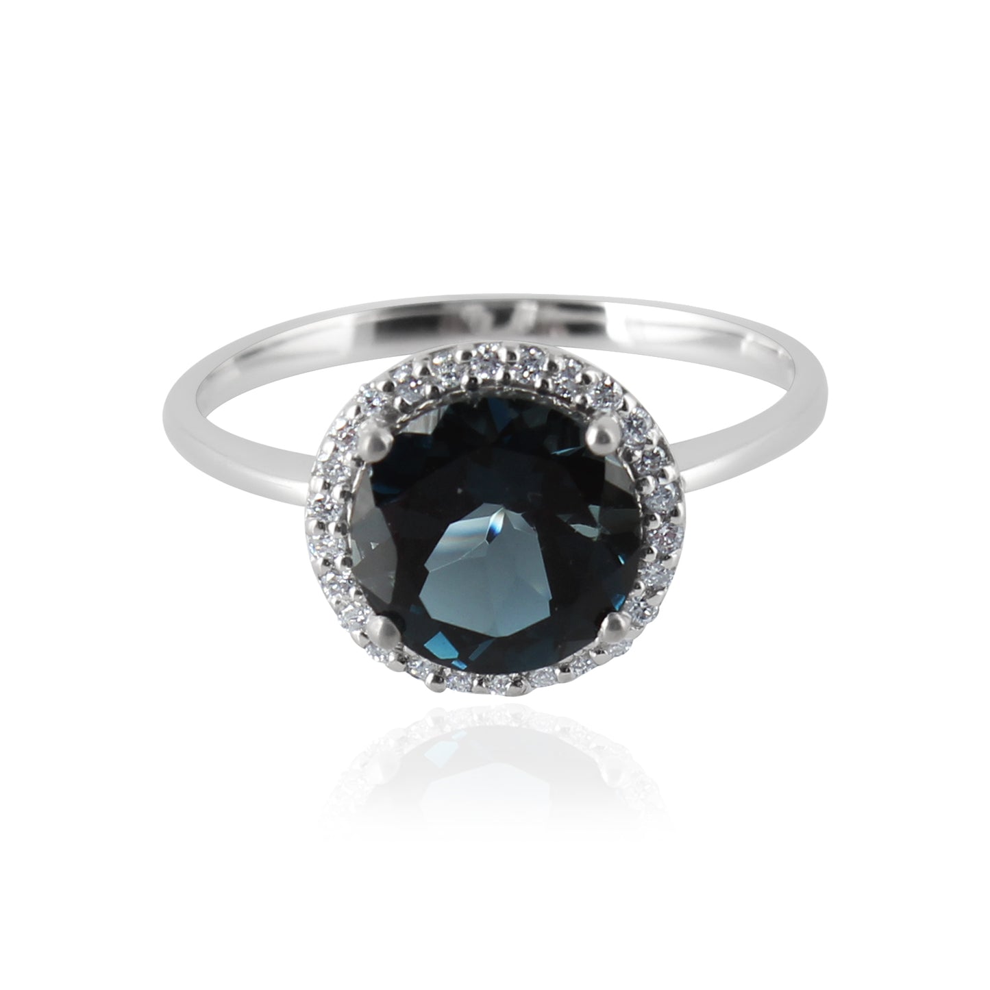 Royal Blue Topaz London Halo Ring